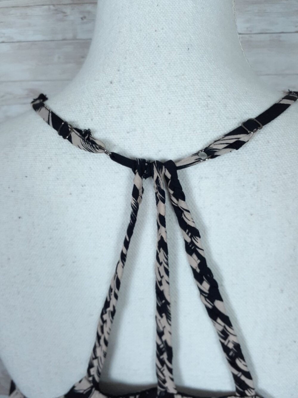 Charlie Jade Dress M Braided Straps High Low Hem Animal Print Elastic Waist 945A - Picture 6 of 9
